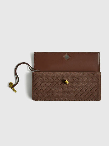 Emilia Suede Clutch Bag - Coffee
